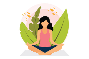 Yoga Meditation Flat Design Illustration