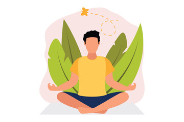 Yoga Meditation Flat Design Illustration