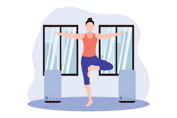 Yoga Exercise Flat Design Illustration