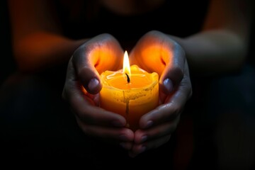 A person is holding a candle in their hands
