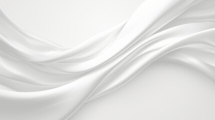 Elegant White Silk Background with Swirling Fabric Texture, Luxury Linen Material Concept, Soft Folded Satin, Vector Illustration, Flat Lay Top View