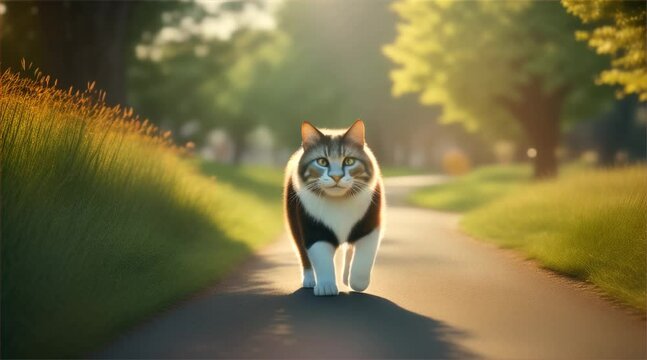 Cat walking in the park