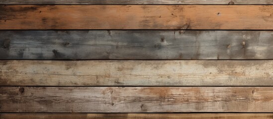 A detailed shot of a brown hardwood wall made of rectangular planks with a wood stain finish. The pattern resembles a brick layout, showcasing the beauty of this building material