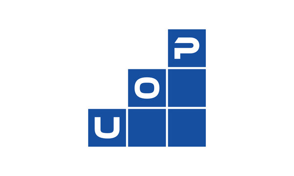 UOP initial letter financial logo design vector template. economics, growth, meter, range, profit, loan, graph, finance, benefits, economic, increase, arrow up, grade, grew up, topper, company, scale