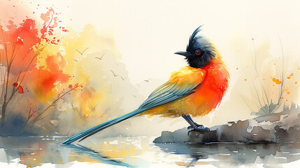 red and yellow bird