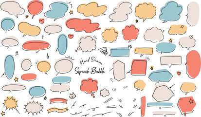手書き 手描きのシンプルな吹き出しのイラストセット