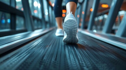 Fototapeta premium Athlete's journey on a treadmill