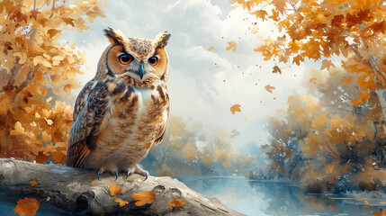 Owl bird watercolor