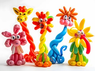 Naklejka premium Balloon animals twisted shapes of joy