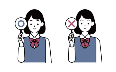 回答札を持つ女子生徒のイラスト