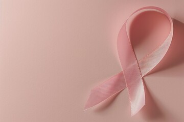 World pink day concept, pink ribbon in front of a pastel pink background.