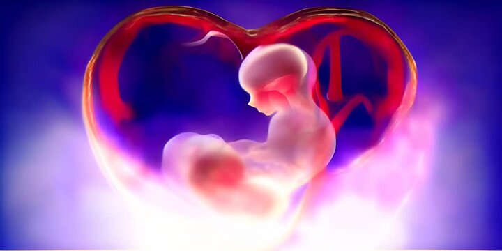 womb of shape heart the inside fetus