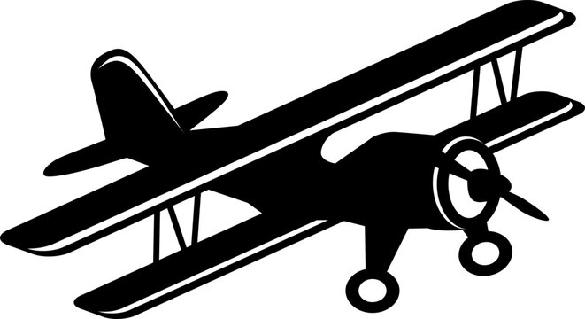 black biplane silhouette clip art preview