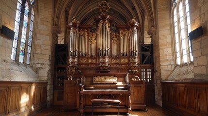organ musical instrument closeup details pipe.