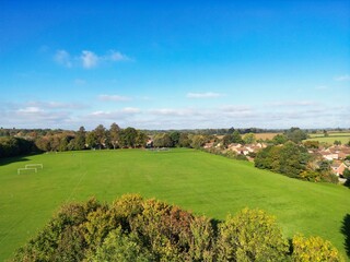 Aerial View of British Countryside Landscape of Northampton, England UK
