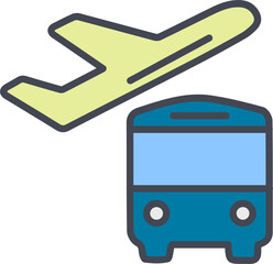 Bus on Airport Vector Icon