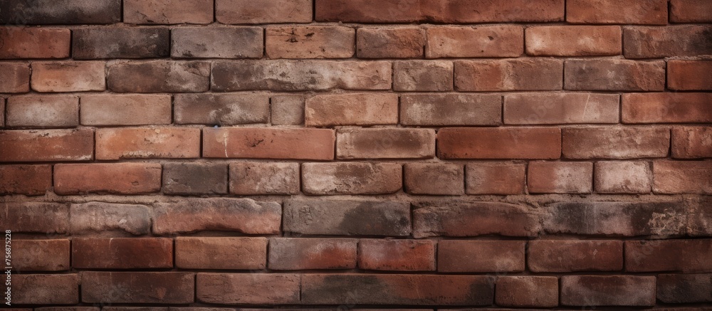 Poster a detailed shot of a brick wall with a shadow cast on it, showcasing the intricate brickwork and com