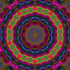 Psychedelic 3D seamless loop with trippy futuristic mandala background for audiovisuals of trance acid patterns with infinite tunnel of meditation chakra illustration