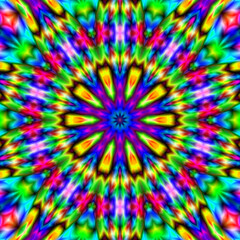 Graphic mandala with repeating elements, kaleidoscope background. Poster design template.