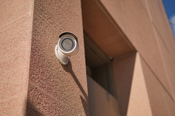 CCTV security camera operating outdoor 