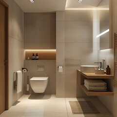 Fototapeta na wymiar Interior design of modern Scandinavian style bathroom