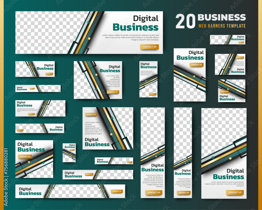 Poster digital business web banners template design with space for image. vector