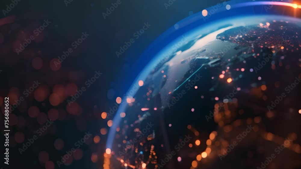 Poster global network concept with earth and connection lines on a dark background