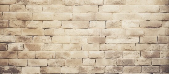 Vintage Style Cream Tone Brick Wall Textured Background