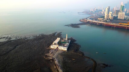 Haji Ali Dargah - Mumbai Drone Footage, India Mumbai's Stunning Aerial view,	