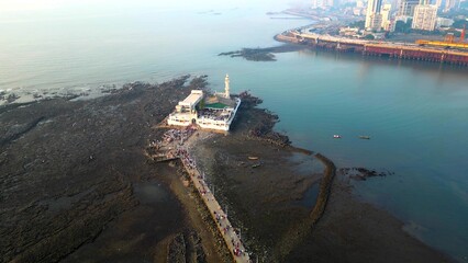 Haji Ali Dargah - Mumbai Drone Footage, India Mumbai's Stunning Aerial view,	