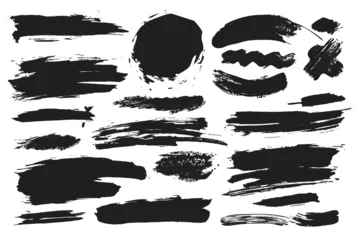 Fotobehang Set of black paint  ink brush strokes  brushes  lines. vector elements © Bilal