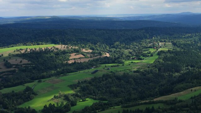 Beautiful Landscape Forest Mountains Bieszczady Bircza Aerial View Poland