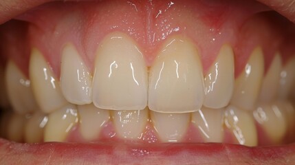 Obraz premium A beforeandafter comparison image of a patients gum line showing the significant improvement from a deep cleaning and scaling treatment.