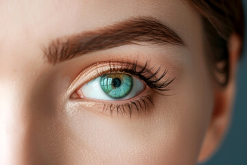 Obraz premium close up eye Young woman putting on contact lenses. Generative AI