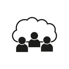 Group icon with thought bubble. Teamwork communication symbol. Collaboration brainstorming vector. Vector illustration. EPS 10.