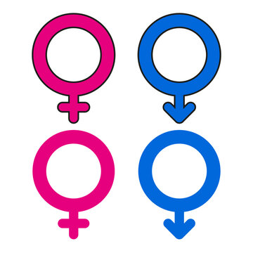 Gender symbols male female. Icons equality diversity. Representation identity sign. Vector illustration. EPS 10.