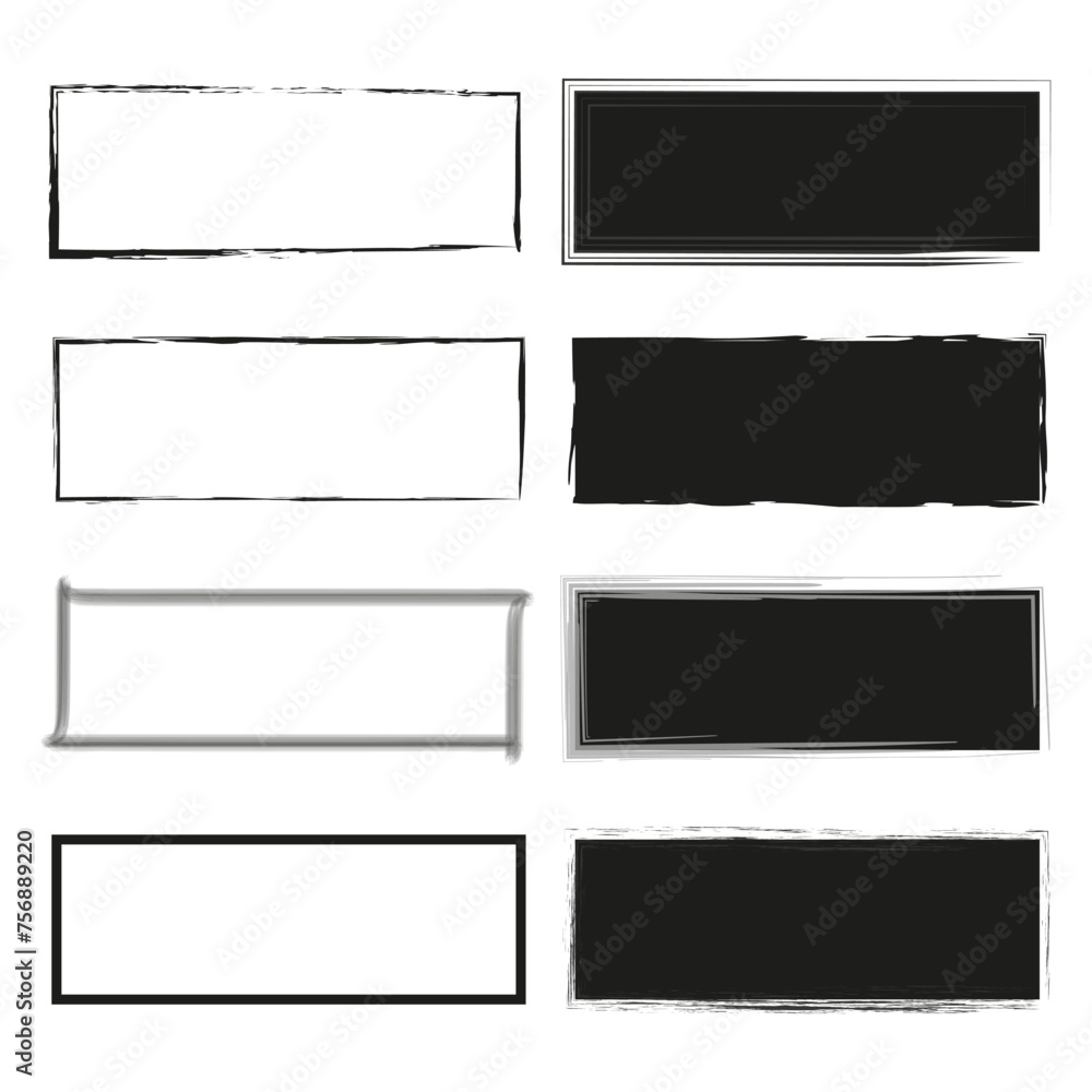 Poster rectangular frames vector set. black white borders. modern outline design. vector illustration. eps 