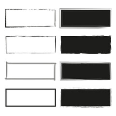 Rectangular frames vector set. Black white borders. Modern outline design. Vector illustration. EPS 10.