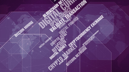 Obraz premium Crypto currency bitcoin trading and digital finance success spread across world map