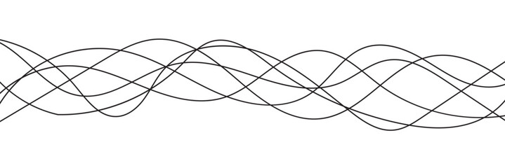 Curve wave seamless pattern. Thin line wavy abstract vector background. Curve wave seamless pattern. Line art striped graphic template. Vector illustration in white background