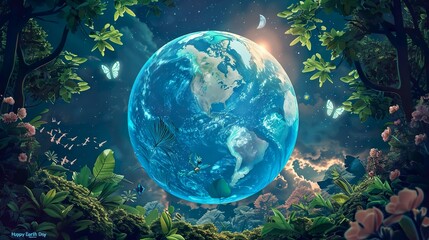 Obraz na płótnie Canvas Happy Earth Day Globe,