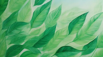 a bright green painting of leaves