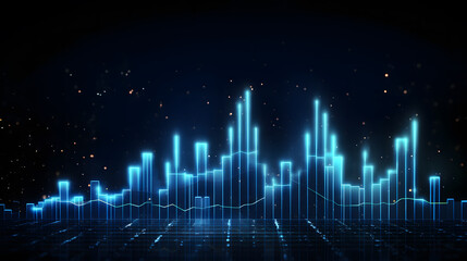 Fototapeta premium modern stock market graph with an upward trend on a dark blue background
