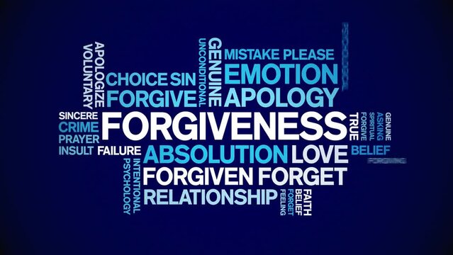 Forgiveness animated word cloud;text design animation tag kinetic typography seamless loop.