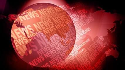 Breaking news world globe spins on newsroom background delivering global updates on current affairs