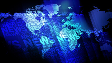Breaking news world map and news text create global coverage and current affairs reportage