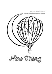 Coloring and motivation phase of hot air balloon illustration perfect for travel icons, logos, or festive holiday cards - 756891292