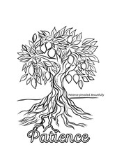 Coloring and motivation with tree illustration with leaves and branches - 756891293