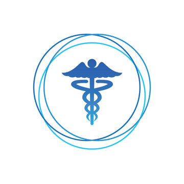 Sign suitable for medical field, medicine and Healthcare awareness, logo with Hippocratic symbol, Caduceus