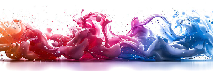 Neon pink and blue color splashes blending in a vibrant display on transparent background.